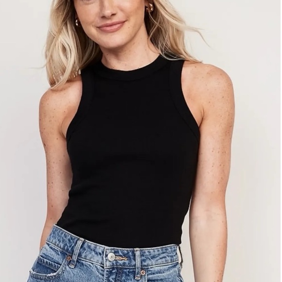 Old Navy Fitted Rib Knit Layering Tank Tops White Black Neutral - Picture 3 of 8